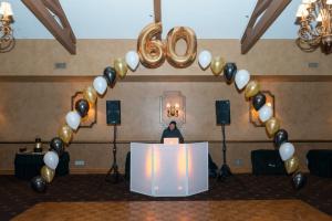 60th Birthday Party Balloons, Mylar Balloons, Black and Gold Balloons, Balloon Centerpieces